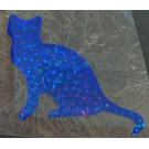 Buegelpailletten Katze (2) Hologramm blau
